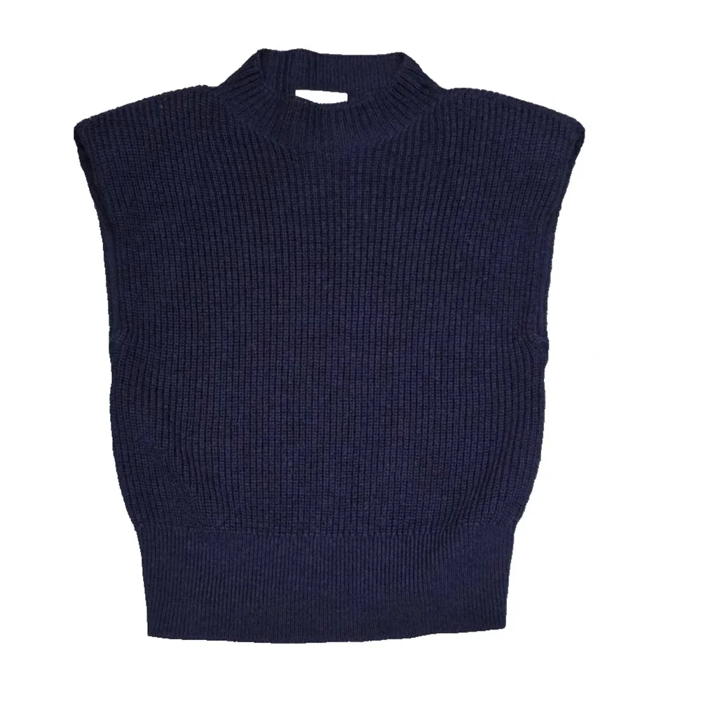 Aritzia Babaton Hazlitt Sweater 100% Merino Wool Knitted Top Navy Small A004890